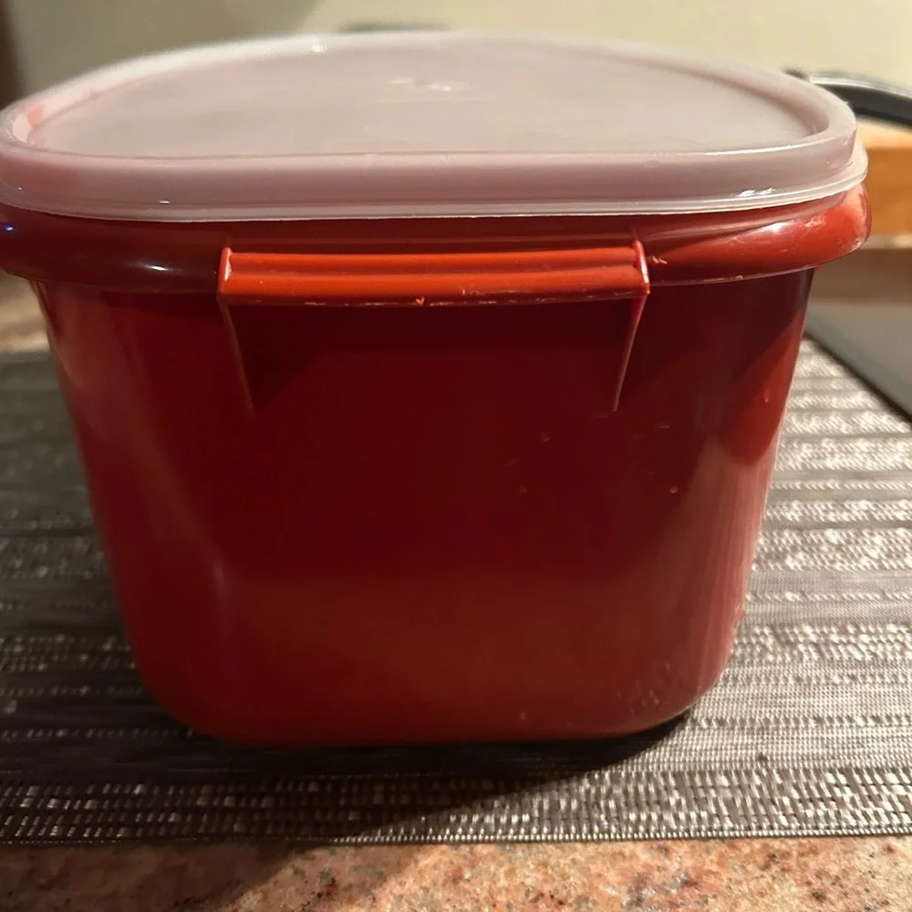 Tupperware #487-4 large “Roast Flavor Saver” Paprika  12”L x 6”D. 3 piece set.